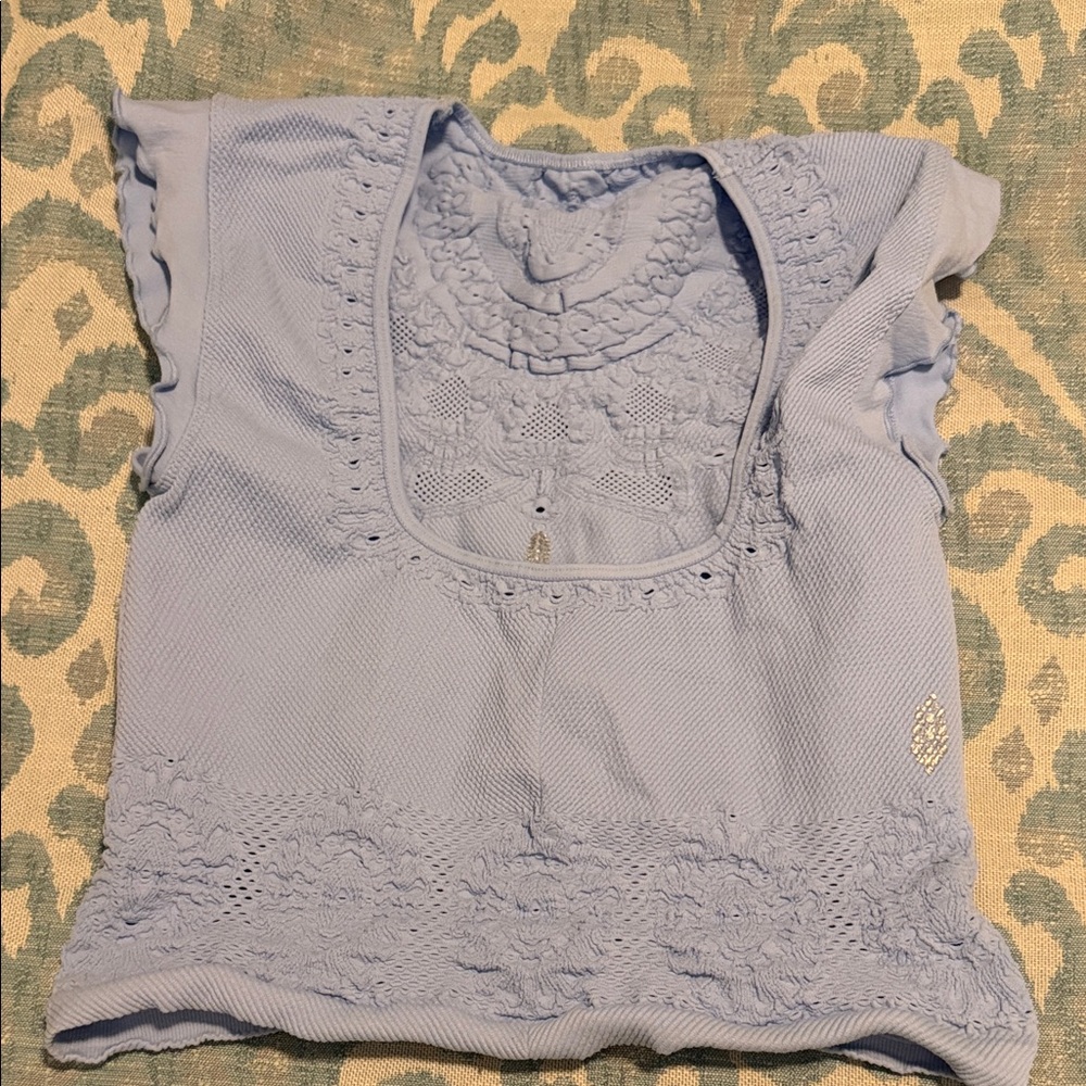 FP Movement by Free People Sky Blue Textured Top
